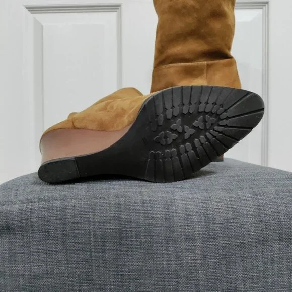 L.K Bennet London Zia Caramel Suede Leather Wedge Heel Ankle Boots Women's 9 - Picture 9 of 9